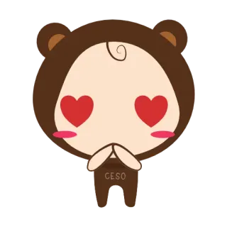 😍 CESO kreskówka, miłość, oczy w serca, słodki, miś, postać telegram sticker