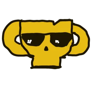 😎 tengkorak, kacamata, keren, emas, stiker telegram sticker