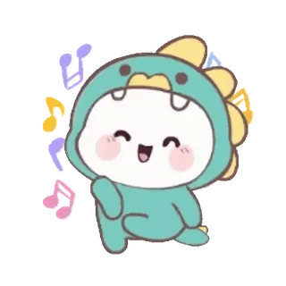 🎶 공룡, 귀여운, 만화, 음표, 카와이, 다이노, 캐릭터 telegram sticker