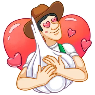 ❤️ homme, ail, cœur, amour, fermier, chapeau, autocollant whatsapp sticker