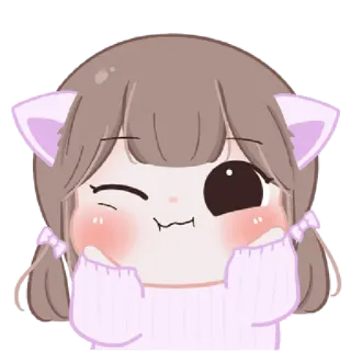 😉 schattig, kawaii, chibi, anime, kattenoortjes, meisje, cartoon, sticker telegram sticker