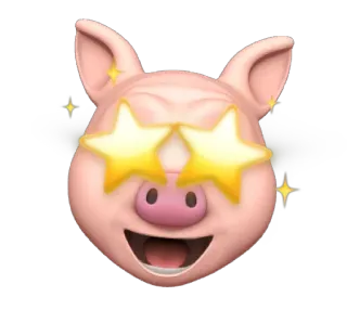 🐷 Свинья, Эмодзи, Звезды, Счастливый, Животное, Наклейка, Блеск telegram sticker