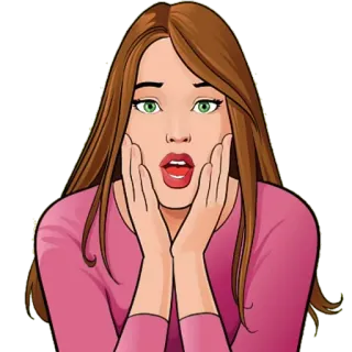 😱 femme, surprise, choquée, fille, dessin animé, illustration telegram sticker