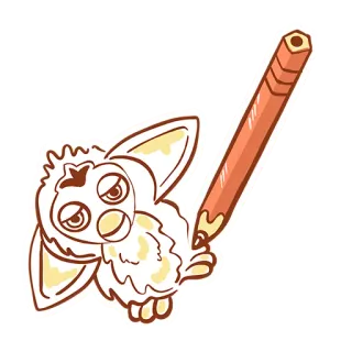 ✍️ furby, pencil, drawing, cartoon, sketch, art, illustration, sticker telegram sticker