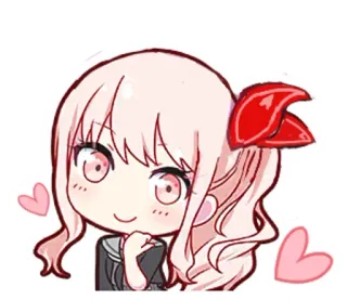 🌟 Chibi, Kawaii, Anime, Fofo, Garota, Cabelo rosa, Coração whatsapp sticker