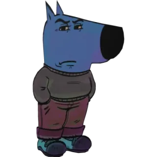 🙁 การ์ตูน, หมา, ตัวละคร, ภาพประกอบ, มานุษยรูปนิยม telegram sticker