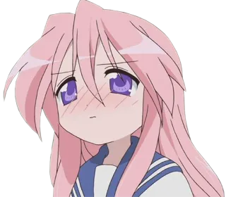 😡 Anime, Chica, Pelo rosa, Uniforme escolar, Sonrojo whatsapp sticker