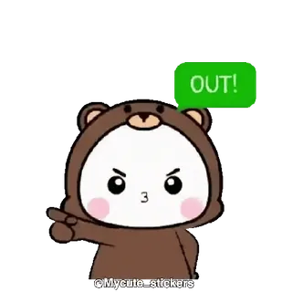 🤨 OUT! lindo, sticker, oso, señalando, fuera, enfadado telegram sticker