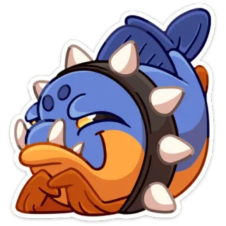 😈 ปลาการ์ตูน, ปลอกคอหนาม, น่ารัก, สัตว์การ์ตูน telegram sticker