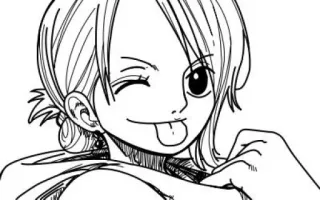 😜 Nami One Piece Anime, One Piece, Nami, Cartoon, Zwinkern, Zunge raus telegram sticker