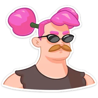 😎 人物, 卡通, 粉色, 男人, 太阳镜, 胡子 telegram sticker