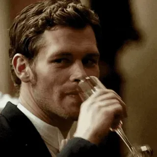 😐 Klaus Mikaelson The Originals Klaus Mikaelson, The Originals, drinking, champagne, party, toast telegram sticker