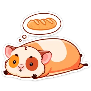 🍔 หนูตะเภา, สัตว์, สัตว์เลี้ยง, ขนมปัง, ฝัน, น่ารัก, การ์ตูน telegram sticker
