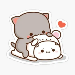 🥰 gato, rato, fofo, desenho animado, animal, amor, coração whatsapp sticker