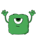 🗺 монстр, милый, зеленый, одноглазый, мультяшный telegram sticker