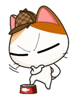 😊 แมว, นักสืบ, การ์ตูน, สัตว์, หมวก, น่ารัก telegram sticker