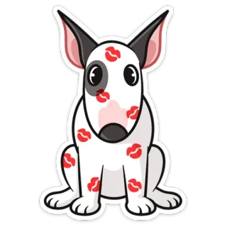 😘 собака, животное, бультерьер, следы от поцелуев, питомец, милый whatsapp sticker