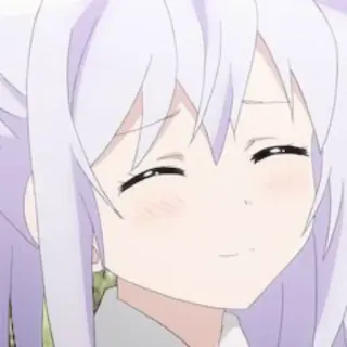 🙂 Anime, Garota, Fofa, Sorrindo, Cabelo branco, Desenho animado telegram sticker