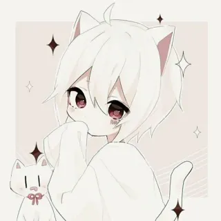 🎟 Anime, Kucing, Kawaii, Imut, Manga, Neko, Telinga kucing telegram sticker