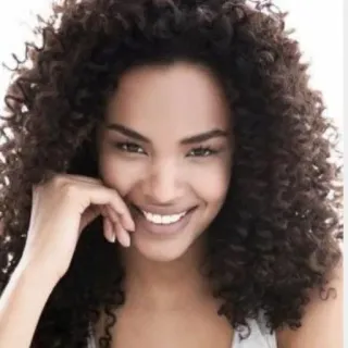 😊 woman, portrait, curly hair, beautiful, smiling, person telegram sticker