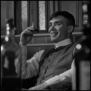◾ Thomas Shelby Peaky Blinders cigarrillo, fumando, hombre, retrato, vintage, Cillian Murphy telegram sticker