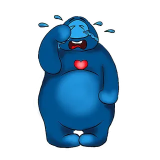 😭 chorando, triste, monstro, coração, lágrimas, azul, desenho animado telegram sticker