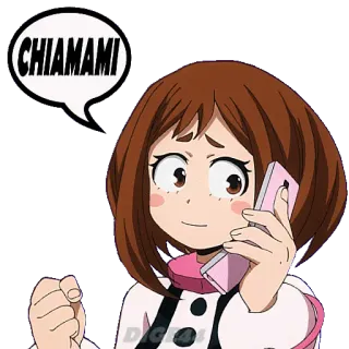 ☎️ Ochaco Uraraka My Hero Academia CHIAMAMI อนิเมะ, โอชาโกะ อุราระกะ, มายฮีโร่ อคาเดเมีย, โทรหาฉัน, โทรศัพท์, ผู้หญิง telegram sticker