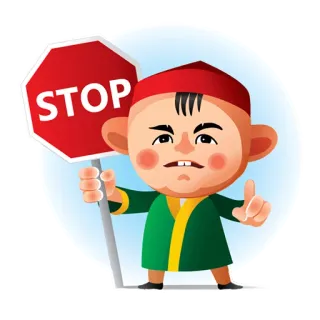 ⛔️ STOP 정지 표지판, 교통, 만화, 소년, 주의 whatsapp sticker