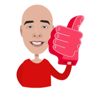 👌 Polegar para cima, Positivo, Aprovação, Gostar, Desenho animado, Homem, Vermelho, Incentivo telegram sticker