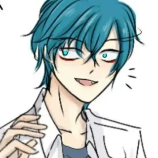 🦕 Anime, Manga, Charakter, blaue Haare, Lächeln whatsapp sticker