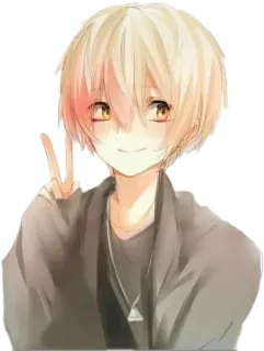 😉 anime, chico, dibujo animado, signo de paz, personaje, rubio telegram sticker