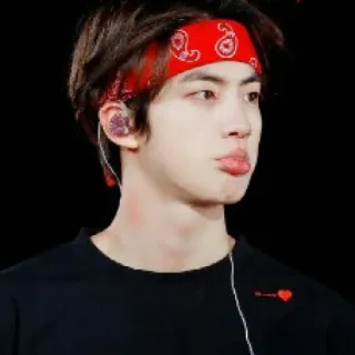 😘 Jin kpop, бандана, знаменитость, певец, артист, корейский whatsapp sticker