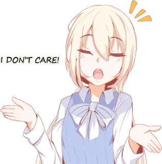 🤷‍♀️ I DON'T CARE! anime, indifferent, cartoon, girl, careless telegram sticker
