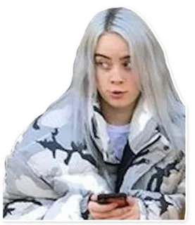 👩‍🦳 Billie Eilish Билли Айлиш, певица, знаменитость, музыкант, поп-звезда, белые волосы telegram sticker