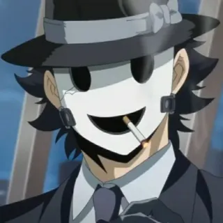 🚬 Sniper Mask High-Rise Invasion Anime, Máscara de francotirador, High-Rise Invasion, Personaje, Máscara, Sombrero telegram sticker