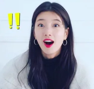 😯 mujer, sorprendida, coreana, femenina, expresión, cara, exclamación whatsapp sticker
