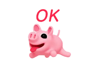 🆗 OK หมู, โอเค, น่ารัก, สัตว์, อิโมจิ, ชมพู telegram sticker