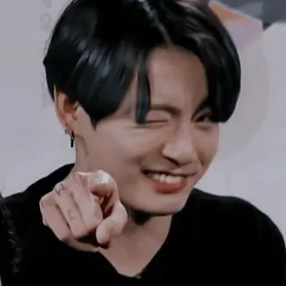 😉 hombre, guiño, retrato, señalando, K-pop, cantante telegram sticker