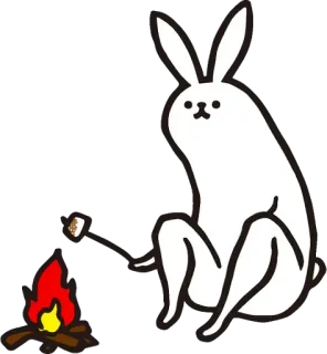 🔥 coniglio, falò, marshmallow, carino, cartone animato, animali telegram sticker