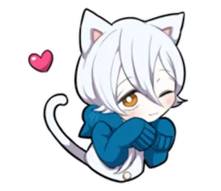 😉 Anime, Catboy, Kawaii, Dễ thương, Trái tim, Sticker, Manga telegram sticker