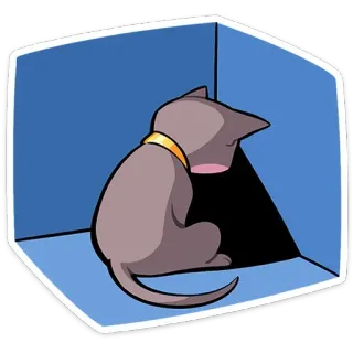 😔 แมว, เศร้า, กล่อง, สัตว์เลี้ยง, สัตว์ telegram sticker
