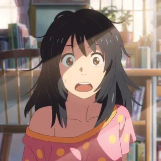 🍣 Mitsuha Miyamizu Your Name Anime, Mitsuha Miyamizu, Your Name, Surpris, Personnage, Illustration, Kawaii, Sticker telegram sticker