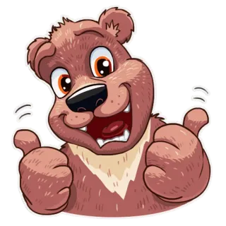 👍 urso, desenho animado, joinha, animal, fofo, feliz telegram sticker