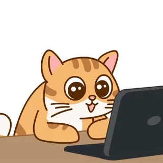 😿 gato, computador, laptop, animal, desenho animado, fofo telegram sticker