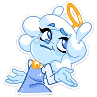 🤷‍♂️ thiên thần, hoạt hình, dễ thương, nhân vật, hào quang, bầu trời, mây telegram sticker