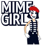😍 MIME GIRL Mimo, Chica, Dibujo animado, Personaje, Boina, Maquillaje, Camiseta de rayas telegram sticker