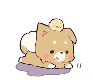😞 собака, щенок, цыпленок, милый, животные telegram sticker
