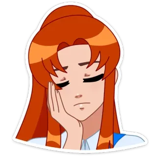🤦‍♀ Dessin animé, Triste, Femme, Fille, Rousse, Expression telegram sticker