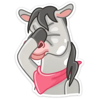 🤦‍♂️ cheval, animal, dessin animé, mignon, bandana rose, autocollant, équin telegram sticker