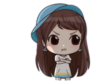 😠 Desenho animado, Brava, Menina, Irritada, Chateada, Personagem telegram sticker